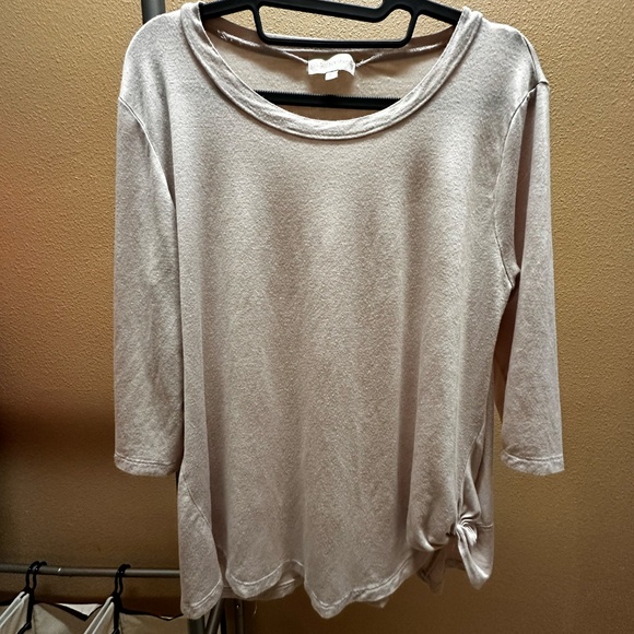 Asymmetrical Knotted Rayon Boatneck Top in Pale Pink, Size Large - Picture 1 of 3